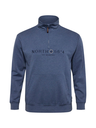 North 56°4 / North 56Denim North 56°4 Halfzip sweat w/embroidery TALL Sweatshirt 0555 Blue Melange